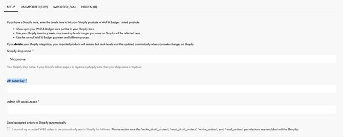 Secret Key Shopify