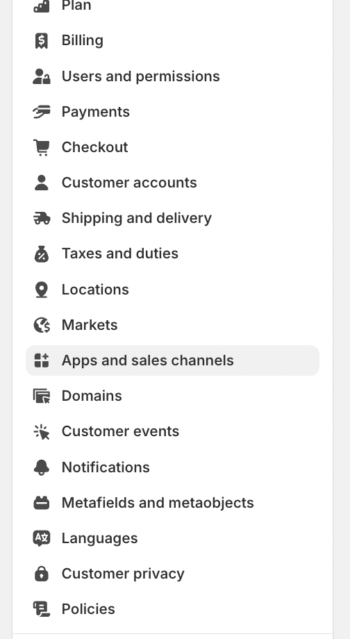 Settings - Shopify