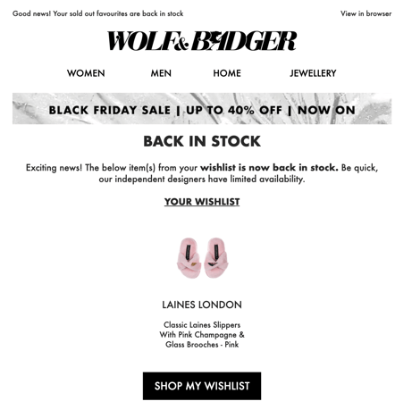 Wishlist Back In Stock