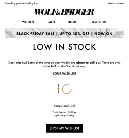 Wishlist Low In Stock