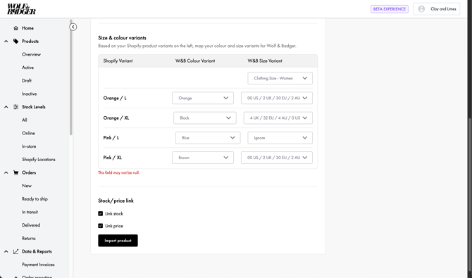 shopify product import form